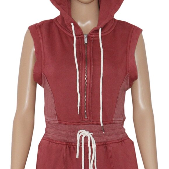 Free People FP Movement Making It Jumpsuit Sleeveless Hoodie Red S - Picture 5 of 9